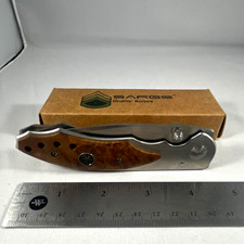 Sarge Tactical Folding Pocketknife Drop Point Plain Edge Wood Handle Liner Lock picture