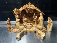 Olive Wood Nativity Set with Music Box - 12 Pieces picture