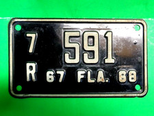 1967-1968 Florida Motorcycle License Plate Number 7R 591 Harley, Honda, BMW, picture
