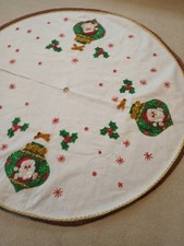 Beautiful Handmade Felt Sequin Santa Christmas Tree Skirt - HUGE 72