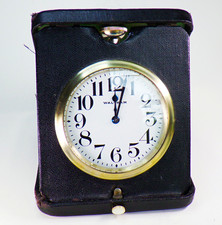Waltham Folding Desk Travel Clock Black Metal & Glass picture