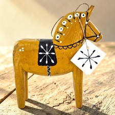 VTG Wood Dala Horse Mustard Holmestad Swedish Folk Art 7 in ATELJÉ GAMLA HUSET picture