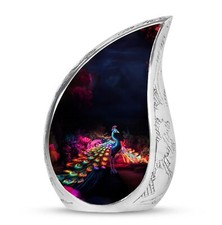 Prestigious Peacock Cremation Container - Large Peacock Urn Keepsake picture