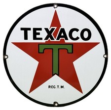 VINTAGE TEXACO STAR T PORCELAIN SIGN GAS OIL SERVICE STATION PUMP PLATE picture
