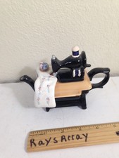 Vintage Giftco Miniature Ceramic Sewing Machine Figural Teapot Creamer picture