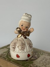 Vintage 1950s LEFTON Japan Ceramic VALENTINE'S DAY GIRL Porcelain BELL RARE picture