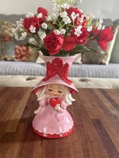 Vintage Lefton Valentine Heart Girl Planter Japan picture