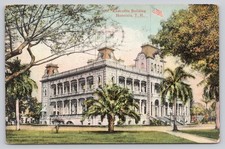 Honolulu Hawaii Executive Building 1911 Postcard Territory American Flag Palm picture