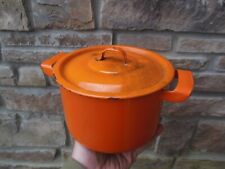 Vintage Heavy Orange Enamal Pot Made In Poland 20J-16 Clean Inside picture