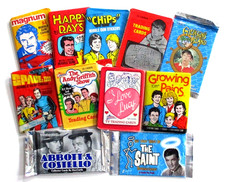 VINTAGE WAX & FOIL PACK LOT 11 DIFF. SEALED CARD PACKS Gilligan-Magnum-Chips+++ picture
