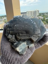 Deep Blue Cubic Fluorite Crystal Cluster 3.6lb  Raw Pakistan 1632g picture