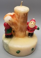 Wax Christmas Candle Santa Snow Sled Vintage picture