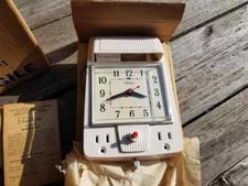 Vintage NOS 1950s Telechron Tel-In-Wall White Electric Wall Clock Model 1901 MCM picture