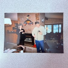 Candid Snapshot Photograph 2003 Man Woman Camera Fireplace Home Decor picture