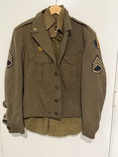 WWII US Army Ike Jacket 40L & Matching Patched Mustard Shirt Lot Named L-6176 picture
