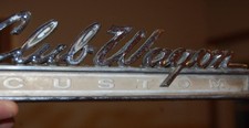 VINTAGE FORD CLUB WAGON CUSTOM CAR TRUCK EMBLEM CHROME METAL TAG PLAQUE picture