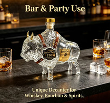 Buffalo Trace  Bourbon Whiskey Bottle Bison Shaped Whiskey Decanter Glass Bottle picture