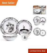 Durable Ceramic 16-Piece Dinner Set with Spider Web Design - Halloween Ready picture