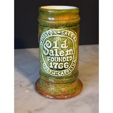 Vintage 1969 Garren Old Salem North Carolina Ceramic Beer Stein Mug Green Brown picture