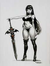 Vampire -Dag Eber Original Pinup Art Pencil on Paper New Hand Drawn Comic Art picture