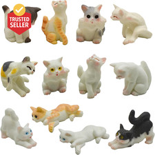 12Pcs Realistic Miniature Cat Figurines Mini Kitty Characters Figures Cute Resin picture