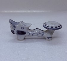 Vintage Chinese Painted Dragon Chopstick Rest Stand Blue White 4” Table Decor 1 picture