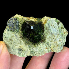 Rare Demantoid Garnet Crystal Cluster on Matrix, Green Andradite Mineral Specime picture