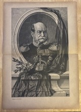 1888 Kaiser Wilhelm I Mourning Portrait Print Crown Die Gartenlaube Supplement picture
