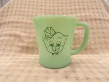 Vintage Jadite Fire-King Piggly Wiggly Grocery Store Advertising Coffee Mug picture