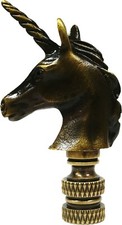 Lamp Finial-UNICORN-Aged Brass Finish, Highly detailed metal casting picture