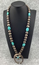 14”Native American Turquoise Squash Blossom Sterling Silver Necklace 111.94g✨ picture