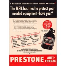 1943 Prestone Anti-Freeze Original World War 2 Vintage Print Ad picture