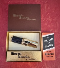 Vintage NOS 1940's Nimrod Executive Brass & Faux Alligator Pipe Lighter In Box picture