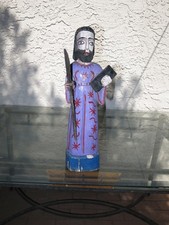 VINTAGE VIBRANT HAND CARVED WOOD GUATAMALAN SANTOS JESUS ST PAUL READ DESC picture