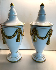Large Vintage Pair Italian Porcelain Urns with Lids Art Deco Classical picture