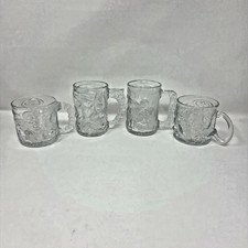 1995 McDonalds Batman Forever Vintage Embossed Glass Mug Set of 4 Complete picture