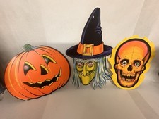 Vintage 1973 Beistle Halloween Die Cut Decor Lot Skull Witch Pumpkin picture