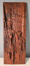 Vintage Ouro Made in Spain Don Quixote & Sancho Panza Carved Wood Wall Plaque picture