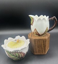 Vintage Lefton Bee Line Creamer & Sugar Set Bumble Bee Ceramic #1291 Japan *READ picture