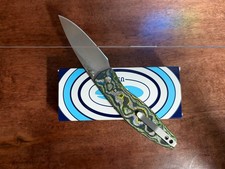 TRM Atom Liner Lock Gecko Camo Carbon 3D Contoured Scales Stonewashed 20CV Blade picture