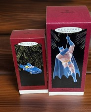 Vtg Hallmark Keepsake 1994 Batman & Batmobile Christmas Ornaments ~ Lot Of 2 picture