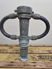 Vintage Brass Underwriters Fire Playpipe Hose Nozzle Dual Cord Wrapped Handles picture