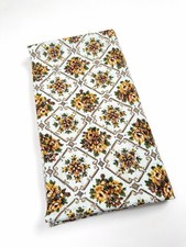 Vintage 70s Cotton Canvas Fabric MCM Rose 36x62 Faux Cross Stitch picture