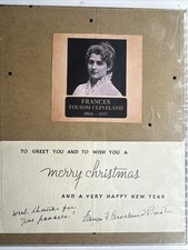 Rare Former First Lady Francis F Cleveland Preston Signed Holiday Greeting Card picture