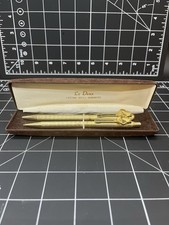 Vintage Le Deux Gold Tone Pen & Mechanical Pencil Set Lifetime Guarantee W/ Case picture