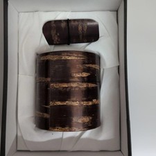 Tea Canister Fujiki Denshiro Birch Leather Tea Canister and Spoon Cherry Bark U picture