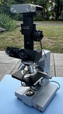 VINTAGE ERNST LEITZ WETZLAR Dialux BINOCULAR Laboratory MICROSCOPE + Camera,Case picture