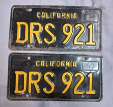 Vintage 1963 California Black License Plate DRS 921 Original YOM Classic Car picture