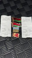 Vintage Belarus Minsk Pin Badge Lot USSR Soviet + Flags w/ 2001 Minsk Receipts picture
