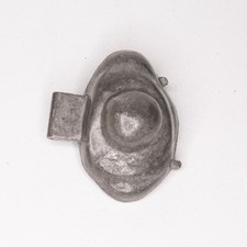Antique Pewter Ice Cream Mold in the shape of a Fried Egg picture